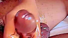 Apmgang receiving a hand job from skilled hands