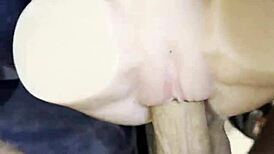 fucking my doll while watching porn, releasing a huge cum load at the end