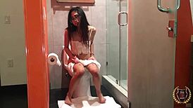 rome major fucks eva yi in the bathroom at night he cums on her ass 😏