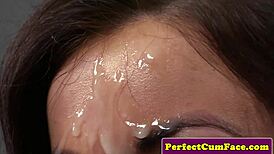 dickloving milf gets facial on her knees in pov blowjob