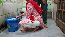 Bhabhi Fucked Hard While Washing Clothes in Risky Outdoor Bathroom