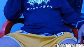 Amateur milf giving sloppy oily handjob on bbc