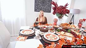 Pervymother - step mom and stepson sneak a wild fuck at dinner. Can they resist?