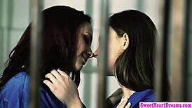 Glamcore Jailbird Lesbians Licking Pussy in Steamy Prison Encounter
