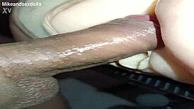 Emotional anal trailer with Candy in beige panties on desk.