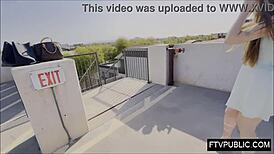 I flash my upskirt panties and fuck my ass solo in public