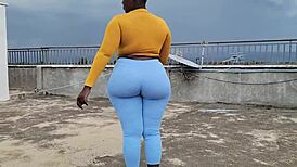 Ebony BBW Apple Bottom Rides Hard, Busting Balls with Big Ass and Creampie