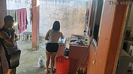 my wife left and the maid couldn't resist my hard cock, she sucked it deep