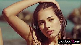 Shy teen 18+ katrine pirs strips naked, showing her small tits and pussy in free spirit moment.