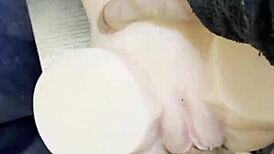 fucking my doll while watching porn, releasing a huge cum load at the end