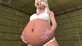 triplet sisters experience belly inflation with clothes ripped