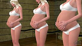 triplet sisters experience belly inflation with clothes ripped