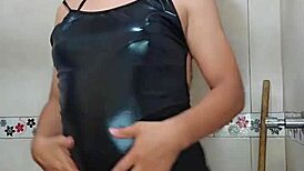 Transsexual in the bathroom touching herself nicely 😏