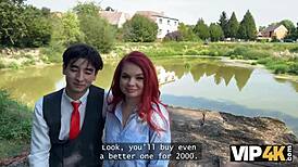 Redhead Olivia Fucks in Public Lingerie