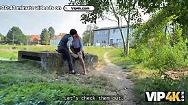 Redhead Olivia Fucks in Public Lingerie