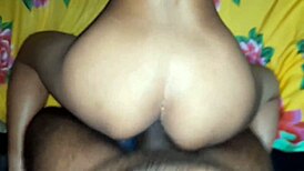 Skinny Brunette Rides Giant Cock