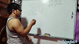 Asian Teacher Simplifies Algebra With Student In Bedroom