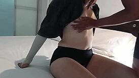 Teen licks ass and pussy in passionate interracial sex.