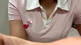 Brunette asian amateur masturbates after tennis club sweat!