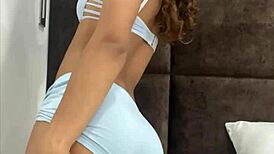 teen in underwear masturbates her little pussy at home