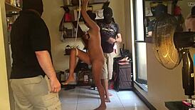 intense fist fucking bdsm with hogtied milf