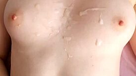 my stepsister gave me a great handjob leading to huge cum on tits pov