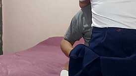 Old man fucks cute teen student in Acapulco home