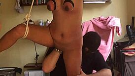 intense fist fucking bdsm with hogtied milf