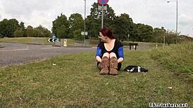 Roundabout Toying of Public Amateur Exhibitionist Isabel Dean Flashing Shaved