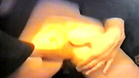 Four fingers and a bottle in homemade hairy fingering scene