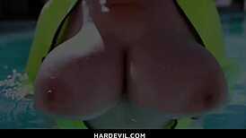 kianna dior gives pool-soaked blowjob and titty fuck