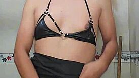 Transsexual in the bathroom touching herself nicely 😏