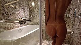 Monika Fox Strips Naked in Bathroom Shower