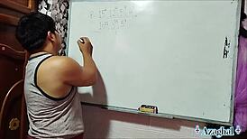 Asian Teacher Simplifies Algebra With Student In Bedroom