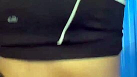 After workout hot girl in crowded bathroom muff diving orgasm 😍