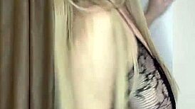 milf in see-through clothes caresses her big natural tits