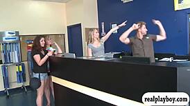 Pretty Babes Flash Tits and Ass for Cash in Garage!