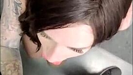 Brooke Lyn Rose got caught stealing candles and bent over for punishment by the security guard's big cock.