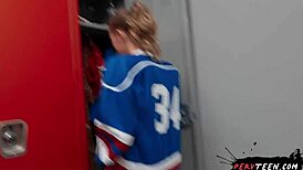 Big Ass Teen Says, 'Want Me To Suck Your Cock In The Locker Room?'