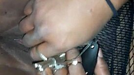 She uses a vibrator for public masturbation outdoors with toys.