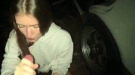 Young slut fucks lover in car