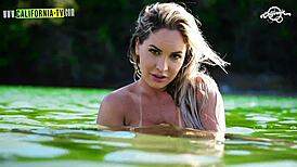 The little blonde got so wet with horniness!