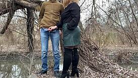 mother-in-law grips my dick tight while i pee outdoors in wild roleplay