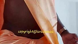 check out indian crossdresser lara dsouza rocking that orange satin saree
