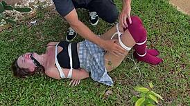 I Love Tickling Bound Blonde Babe Outdoor!