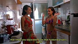 brunette latina women demonstrate self-pleasure without men