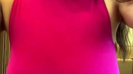 Feeling the intense pleasure as stepmother indulges in her big milky tits on webcam.