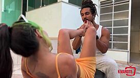 Morena Uses Feet for Handjob and Gets All Gooey in POV Fetish Riding