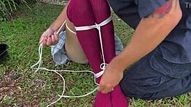 I Love Tickling Bound Blonde Babe Outdoor!