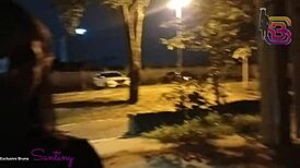 Woman with big ass enjoys outdoor public encounter with large black lover.